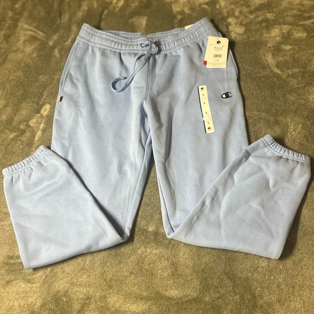 Champion Light Blue Men’s Fleece Joggers with Drawstring